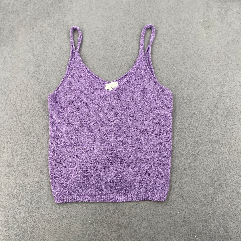 Easy Clothes Purple Knit Camisole V-Neck Spaghetti Strap Tank Top 8747